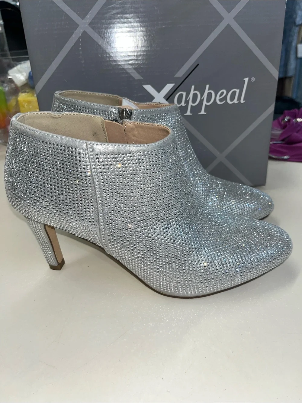 BLINGED OUT RHINESTONE Ankle BOOTIES SZ 8.5 EXCELLENT